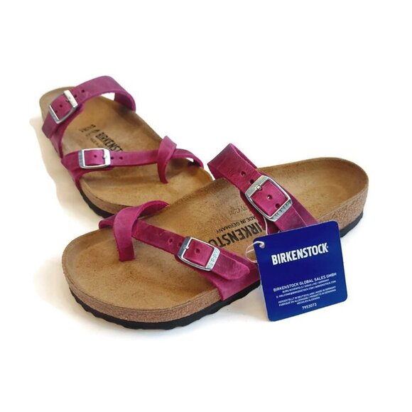 Birkenstock Mayari Oiled Leather Sandals EU 37 Womens 6 Festival Fuchsia Regular - Picture 5 of 11